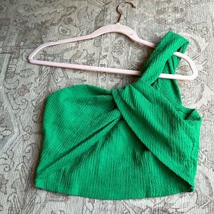 SHEIN forest green one shoulder cropped top, medium